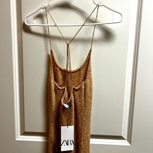 Zara Tan Knit Midi Dress
